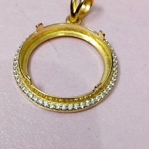 925 Sterling Silver Round Blank Bezel Pendant setting prong Cubic CZ Tools Coin Connector Trays Pendant Nickel Free Bezel Coin Connector