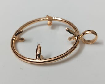 925 Sterling Silver Round Bezel Pendant Blank: Coin Connector Setting