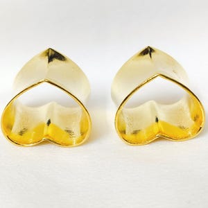 Sterling Silver love & heart type Ear Plugs 18k gold plated Bezel Handmade Tunnel Gauges
