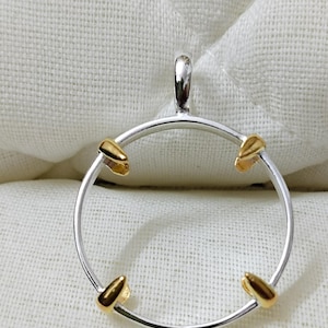 Pendentif rond en argent sterling 925 avec lunette : réglage du connecteur pour pièce de monnaie