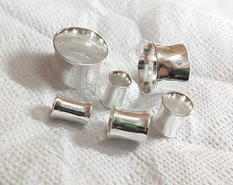 1 paar 925 sterlingzilveren Double Flare-oordopjes: handgemaakte tunnelmeters