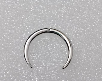 925 Sterling Silver 12G Septum Ring - Silver Horseshoe, Curved Barbell - Circular Bent with Balls Ends - Eyebrow Ring - Cartilage Earring