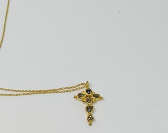 Polki Diamond Celtic Cross Pendant: 925 Sterling Silver Gothic Jewelry