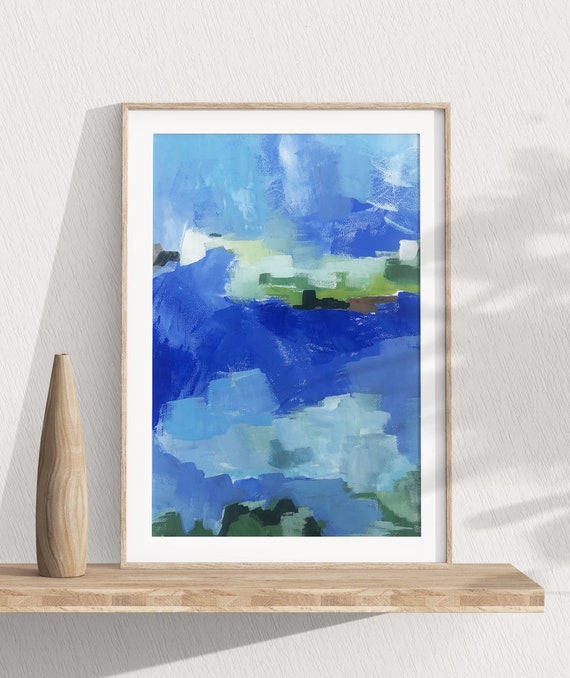 ORIGINAL Blue Water Painting 11X15 Blue Water Painting Etsy