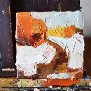 Abstract Landscape Painting, Abstract Square Painting, Landscape Square Painting, Tiny Square painting Painting, Fall Painting, Texture art