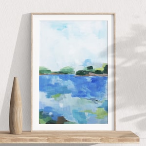 ORIGINAL Morning on the Lake Painting, 11X15 Landscape Painting, Gouache Landscape Wall Art,Lake Landscape Painting, Lake Wall Art