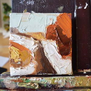 Abstract Landscape Painting, Abstract Square Painting, Landscape Square Painting, Tiny Square painting Painting, Fall Painting, Texture art