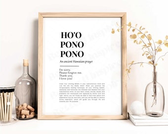 Printable Ho’oponopono Wall Art Poster Ancient Hawaiian Prayer Print Ancient Healing Technique Positive Magic Healing Prints