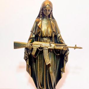 Madonna with AK Sculpture – Religious Pop Art