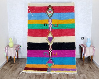INCREDIBILE TAPPETO MULTICOLORE, tappeto fatto a mano, tappeto berbero Marocco, tappeto Beniourain fatto a mano, tappeto Beniourain fatto a mano, tappeto in lana, tappeto boho
