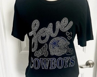 Rhinestone Bling Soft Cotton Shirt  Cowboys Inspired Football T-Shirt