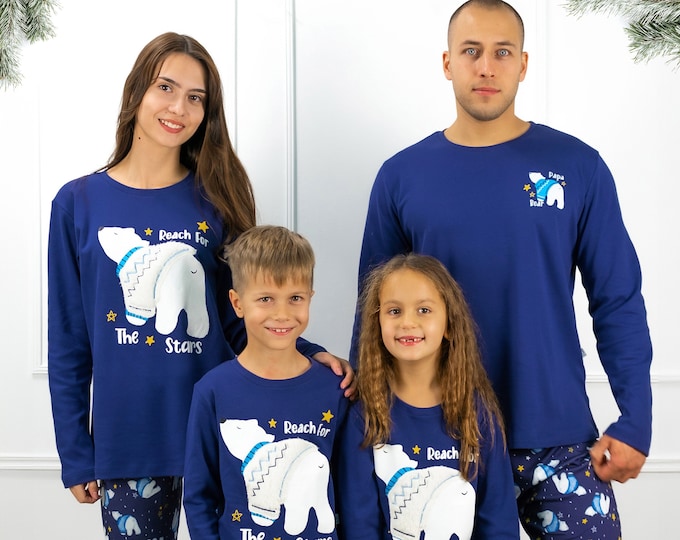 Family Pajamas, Valentines Gifts For Wife, Winter Family Jammies, Family Clothing, Family Pajamas Matching, Bear Pjs, Handmade Gift For Her