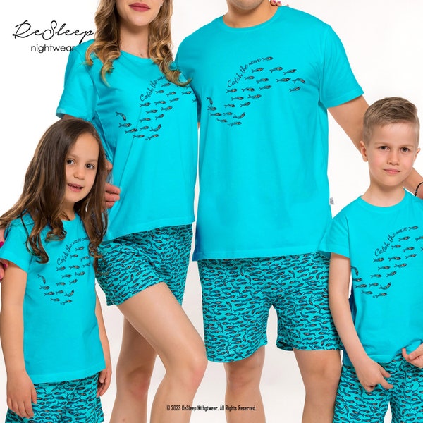 Familien Pyjamas mit Shorts, Urlaub Familien Pyjamas, Sommer Geschenke, Strand Foto Outfit, Tropische Pyjamas für die Familie, Familienkleidung
