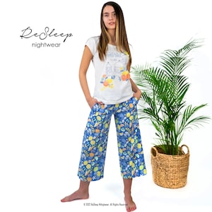 Santorini Womens Pajamas Set, Vacation Jammies, Gifts For Wife, Mediterranean Pjs, Greece Pajamas, Gift For Her, Spring Loungewear