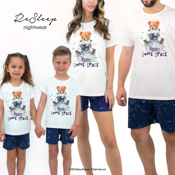 Matching Family Pajamas Set, Vacation Pajamas, Valentines Gifts For Her, Family Matching Pjs, Bear Jammies, Family Photo Outfit,Short Sleeve