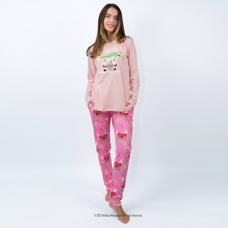 Pink Christmas Pajamas Matching, Mother Daughter Holiday Pajama Set, Family Christmas Pyjamas, Mommy And Me Christmas Jammies, Gifts For Her image 2