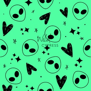 Green Alien seamless file *digital download only*
