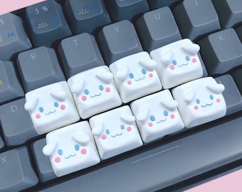 Tecla Cinna para teclado mecánico / Tecla Artisan con dibujos animados japoneses kawaii / Teclas personalizables XDA disponibles / Tecla con bonito perro blanco