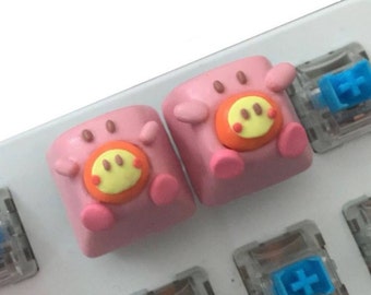 Kirby Waddledee Artisan Keycap Mech Keyboard | Clay Keycap Kawaii | Resin Esc Key | Pink , Cute Anime Nintendo Gaming Keycap