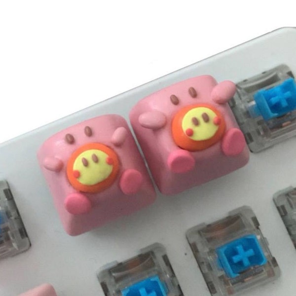 Kirby Waddledee Artisan Keycap Mech Keyboard | Clay Keycap Kawaii | Resin Esc Key | Pink , Cute Anime Nintendo Gaming Keycap