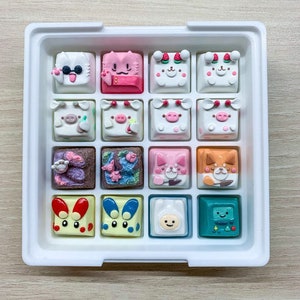 Pareja de conjuntos de teclas a juego / Teclas artesanales para teclado mecánico / Par de teclas personalizadas, Vacas de fresa, Linda tecla para mascotas, Conjunto de teclas Kawaii