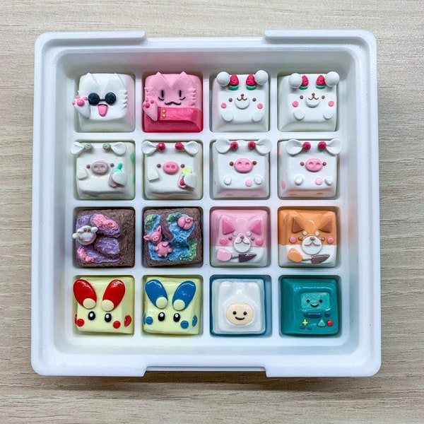 Couple Keycap Sets Matching Gift | Artisan Keys for Mech Keyboard | Custom Keycap Pair, Strawberry Cows, Cute Pet Keycap, Kawaii Keycap Set