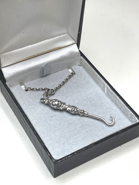 Solid sterling silver miniature glove button hook… - image 4
