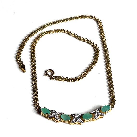 Solid silver gilt emerald and diamond Italian pen… - image 4