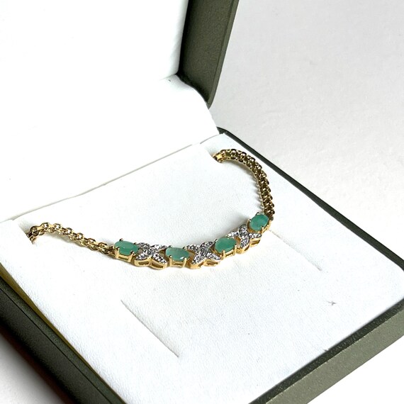 Solid silver gilt emerald and diamond Italian pen… - image 10