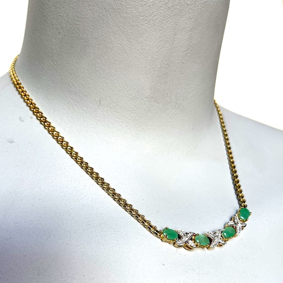 Solid silver gilt emerald and diamond Italian pen… - image 1