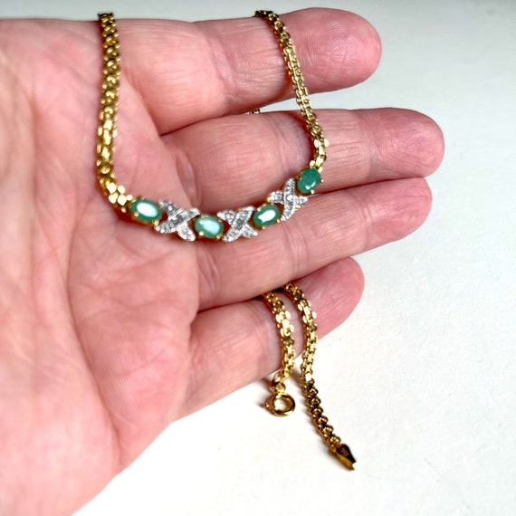 Solid silver gilt emerald and diamond Italian pen… - image 9