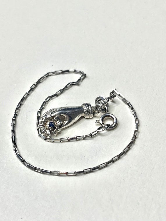 Solid silver 925 box chain link bracelet 18cm wit… - image 4