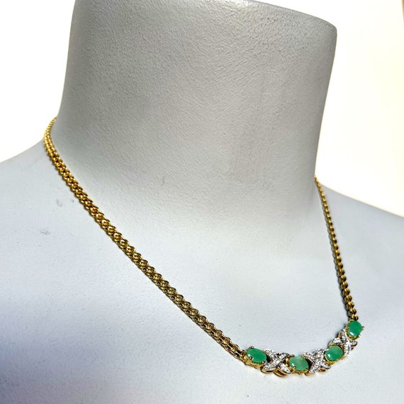 Solid silver gilt emerald and diamond Italian pen… - image 3