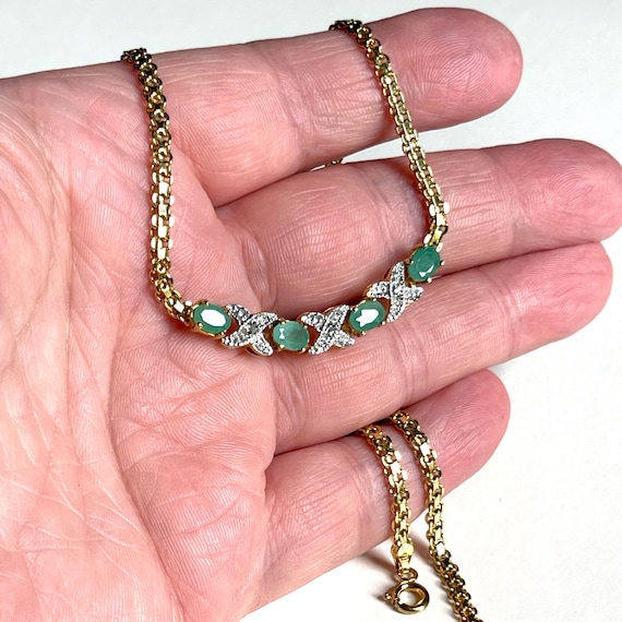 Solid silver gilt emerald and diamond Italian pen… - image 2