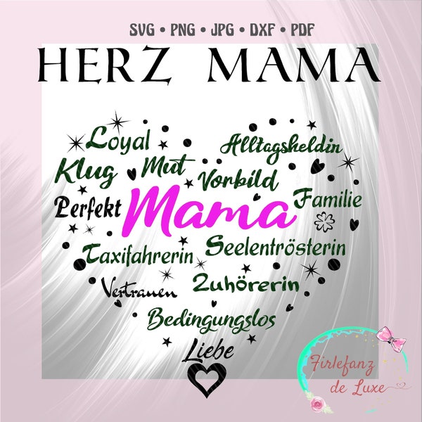 Herz Mama , Plottdatei , svg,dxf, pdf, jpg, png