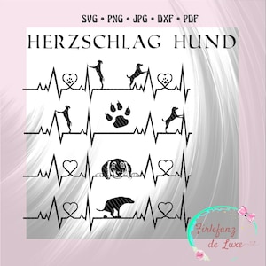 Herzschlag Hund, Silhouette, Svg, dxf, pdf, jpg, Firlefanz de Luxe, Firlefanz