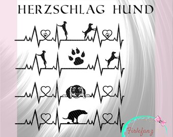 Herzschlag Hund, Silhouette, Svg, dxf, pdf, jpg, Firlefanz de Luxe, Firlefanz