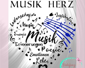 Music heart, plot file, svg, jpg, dxf, pdf, png