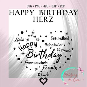 Happy Birthday heart, plot file, svg, dxf, png, jpg, pdf
