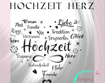 Bröllop, silverbröllop, guldbröllop, tre hjärtan, svg, dxf, pdf, jpg, png