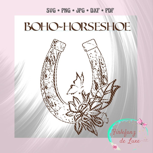 Boho Horeseshoe, Horse Love, Horseshoe, svg, png, pdf, dxf, Plotter File, Plotter Template, Design, Lucky Charm