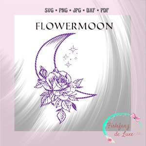 Flowermoon, Moonflower, Moon, Flower plot file ,svg,dxf,jpg,pdf