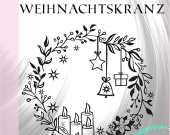 Christmas wreath advent wreath svg, dxf, jpg, pdf