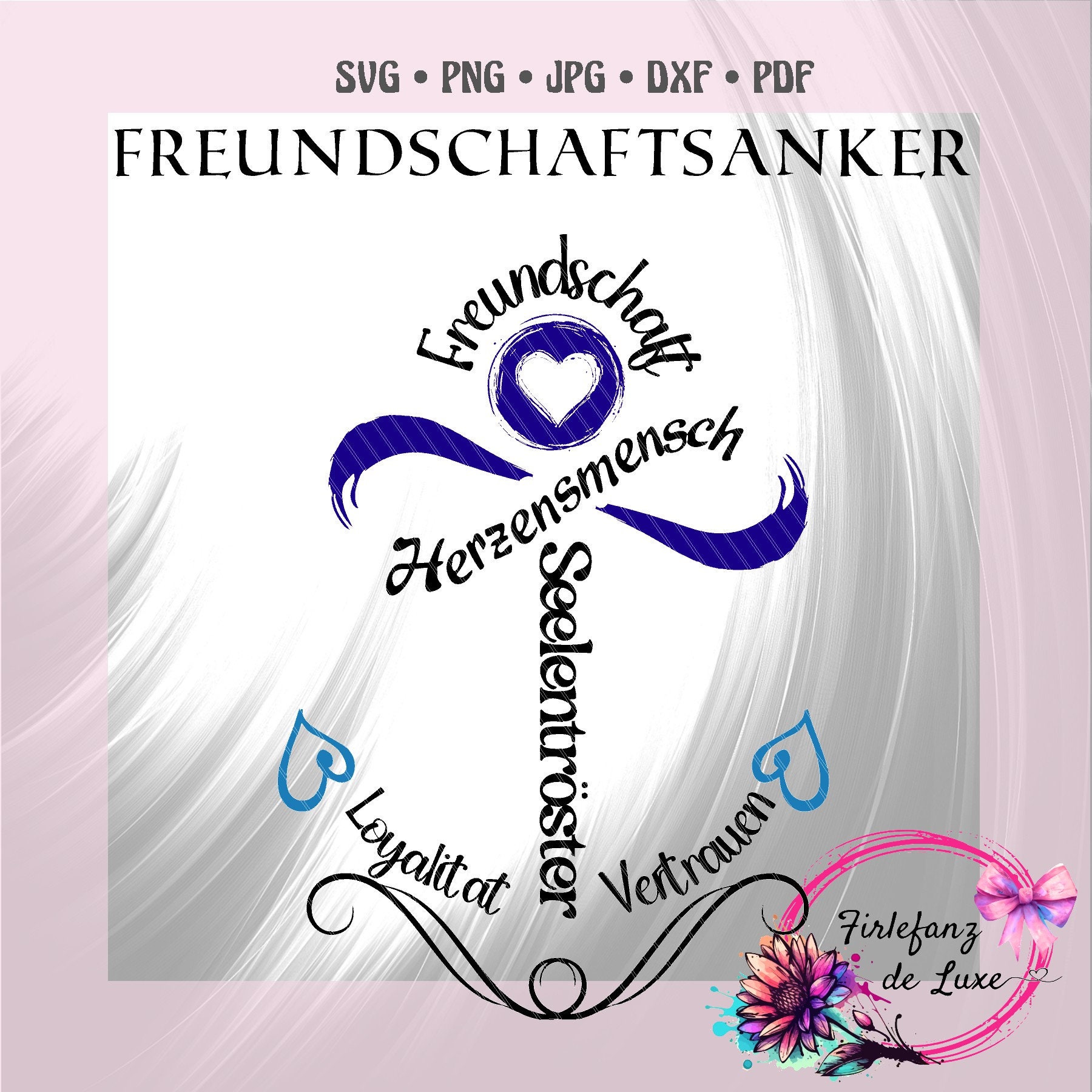 Friendship anchor, friendship, plotter file, svg, png, pdf, jpg, dxf