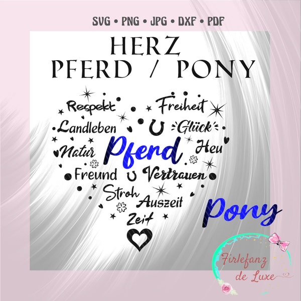 Pferd, Pony, Herz , Plotterdatei , svg, pdf, dxf, jpg, png