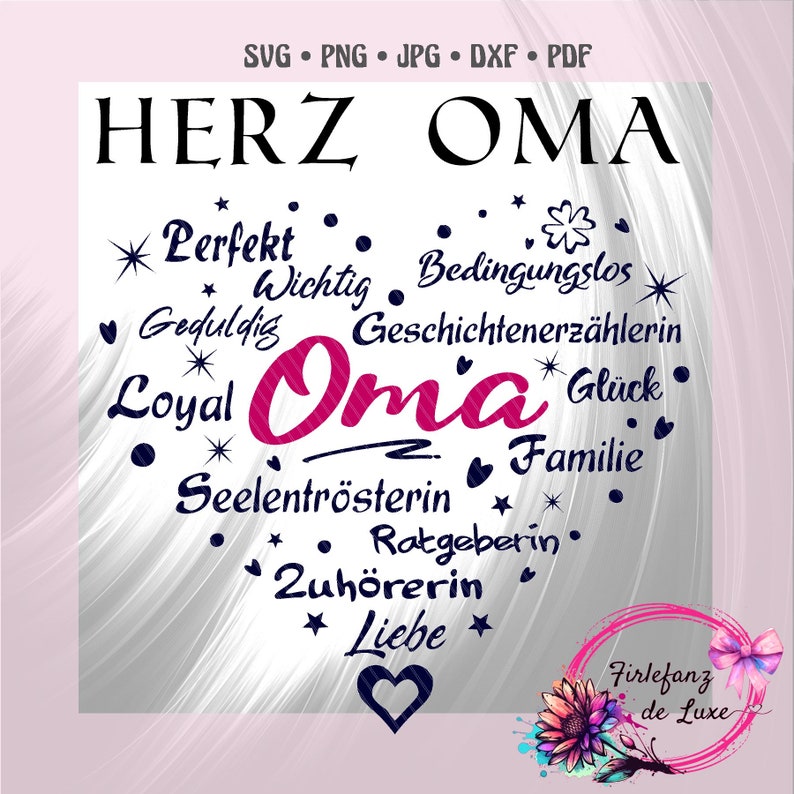 Herz Oma Plottdatei svg dxf pdf png jpg Etsy.de