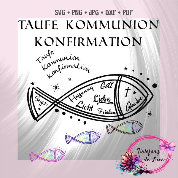 Taufe Kommunion, Konfirmation , Christlicher Fisch, Plotterdatei, svg, dxf, pdf, png, jpg