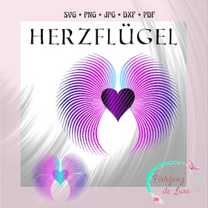 Herzflügel, Plottdatei, Sublimation , svg, dxf, pdf, png, jpg,