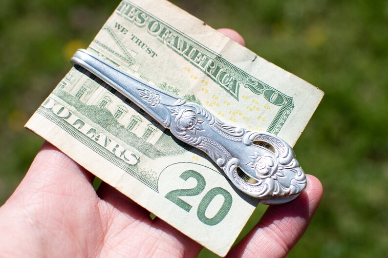 Vintage Silverware Money Clip Ornate Floral Silverplate Etsy