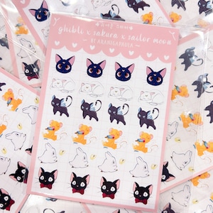 Feuille d'autocollants Sakura x Ghibli x Sailor Moon